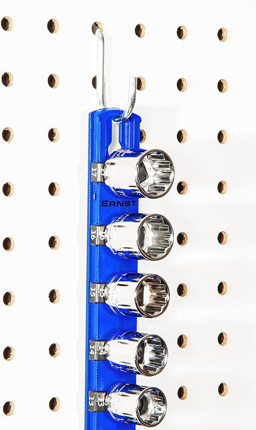 Ernst Manufacturing 13-Inch Magnetic Socket Organizer with 11 1/2-Inch Twist Lock Clips, Blue (8419M-Blue-1/2)
