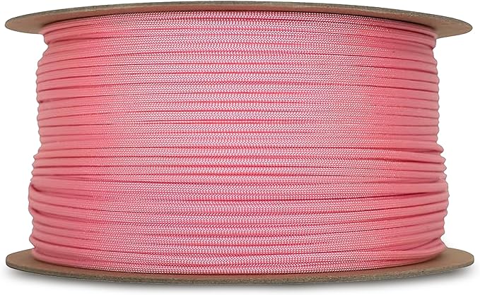 The Paracord Store | Type III 550 Paracord - 250 FT Spool, Rose Pink | Heavy Duty 7 Strand Tactical Paracord - USA Made Nylon Outdoor Parachute Cord for Camping, Fishing & More - Survival Cord
