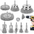 Wire Brush for Drill Set, 9Pcs Cup, Wheel & End Brush Kit with 1/4” Shank, Carbon Steel Drill Brush Attachments for Rust Removal, Stripping, and Abrasive