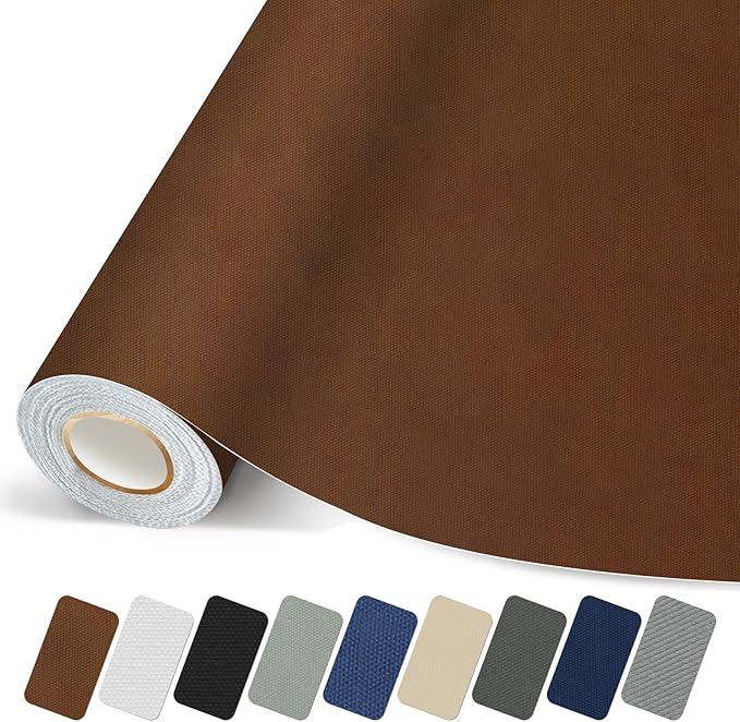 Canvas Repair Patch, Strong Sticky Fabric Repair Tape, Self-Adhesive Fabric Patch for Sofas, Tote Bags, Clothing, Car Seats, Furniture (Brown, 3.5X79 Inch)