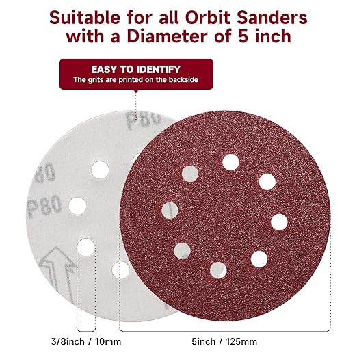 100 PCS 5 Inch Sanding Discs 1000 Grit, Round Hook and Loop Sandpaper for Random Orbital Sander