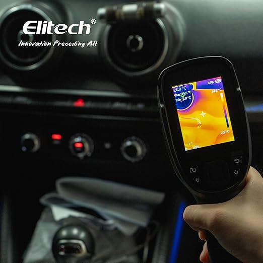 Elitech Thermal Imaging Camera – 256×192 IR High Resolution Infrared Camera, No Visual Fusion Needed, Video Recording, Emissivity & Temp Alarm Settings, for HVAC, Electrical, Home Inspection, TIC-210
