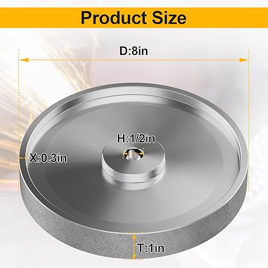 CBN Grinding Wheel 8 inch, Dia x 1 Inch Wide x 5/8" Arbor, Suitable for Sharpening Woodturning Tools, High Speed Steel Tools, 8 inch Bench Grinders 320 Grit