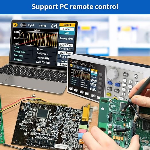 OWON DGE2035 Dual-Channel Arbitrary Waveform Generator, 35MHz Function Generator, 125MSa/s Sampling Rate, 14-bit Resolution, 3.6” TFT LCD, Signal Generator with AM/FM/FSK Modulation, PC Control