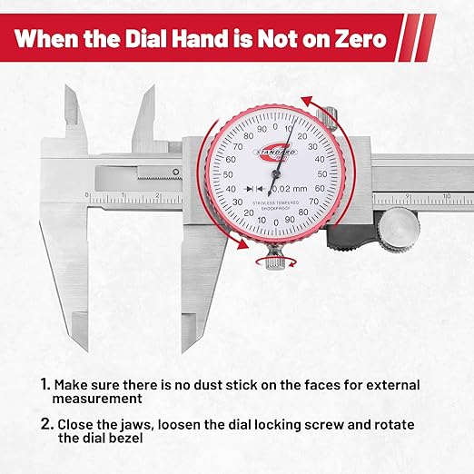 Metric Dial Caliper Measuring Tool 0-150mm Range, Analog Precision Caliper ±0.02mm Accuracy, Manual Mechanical Metal Stainless Steel Measuring Dial with 4-Way Measurements