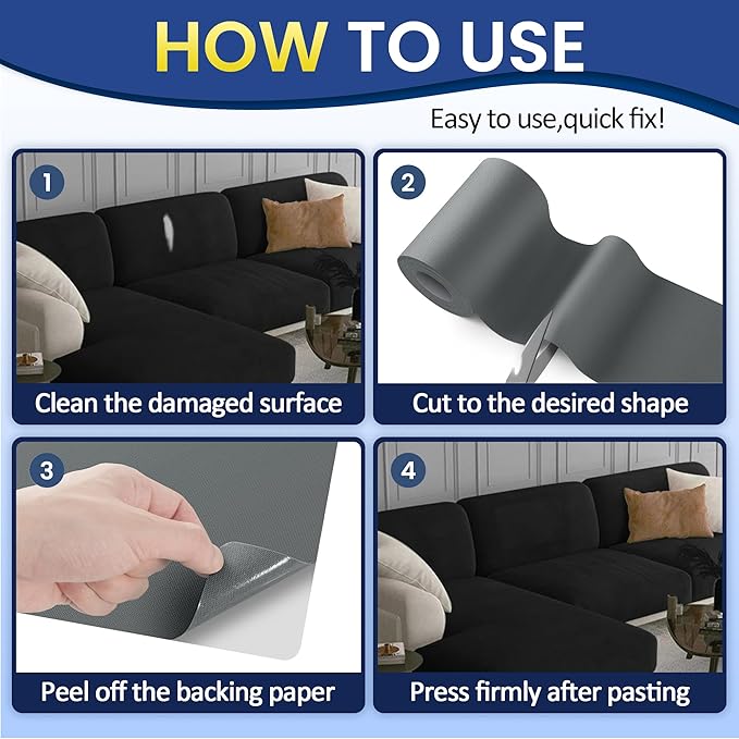 Self-Adhesive Canvas Repair Tape, 8.3" x 11" Waterproof Canvas Repair Patch, Fabric Patch Repairs Kit for Furniture, Tents, Sunbrellas, Boat Covers Awnings, Couches, Clothes, Bags Dark Gray