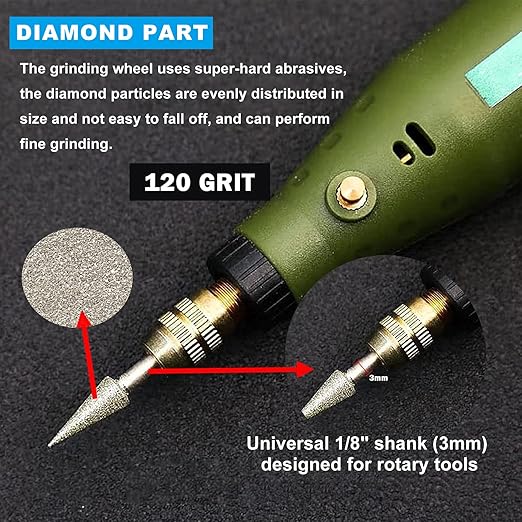 CNQLIS 50 Pcs Diamond Burr Set Coated Grinding Stone Carving Bits, Diamond Bits for Dremel Rotary Tools