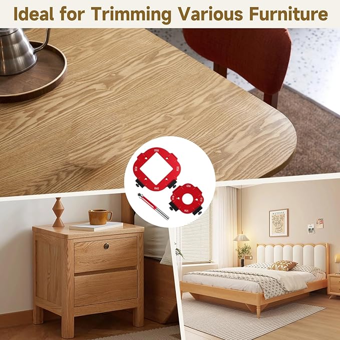 2 PCS Router Corner Radius Templates, Arc Templates with Edge Trimmer for Woodworking, Precise Woodworking Router Jigs and Templates, R10 R15 R20 R25 R30 R35 R40 R50