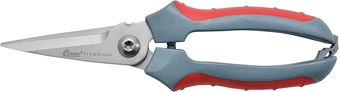 Clauss 8" Titanium Snips with Wire Cutter, Spring-Assist, Serrated Blades, Gray (18039)
