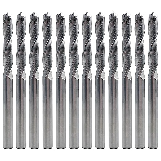 LU&MN 1/4" Solid Carbide Jobber Drill Bits with Straight Shank and 118° Point Angle, Made from K20 Tungsten Carbide,Applications: for Stainless Steel Alloy Metal, 12-Piece