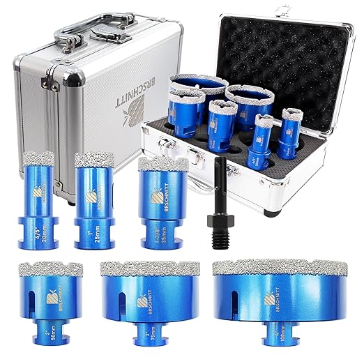 Diamond Hole Saw Kit - 6pcs Drill Bits for Porcelain Tile, Ceramic, Marble, Granite, 5/8-11 Thread, 4/5" to 4" (20 to 100mm)