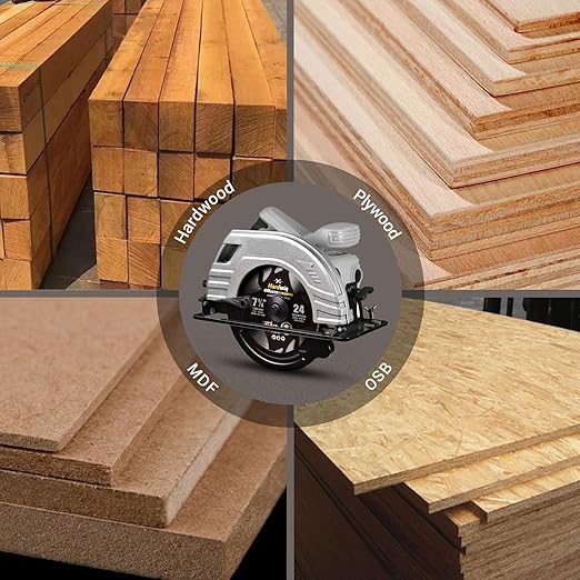 7 1/4 Inch Framing Circular Saw Blade-1Pack, 24T ATB Carbide Teeth, Lightweight for Cordless Saws. Super Thin Kerf for Cutting Wood, Plywood, MDF, OSB, Hardwood, Softwood & More.