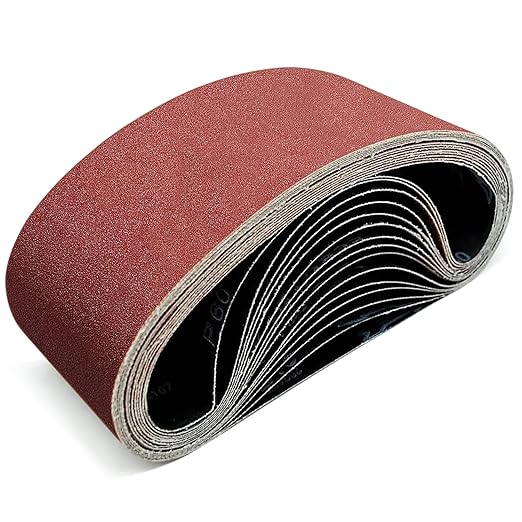 KonaFlex Sanding Belts 15 Pack 4x24 Inch Belt Sander Paper Aluminum Oxide with 60/80/120/150/240 Grits for Woodworking, Paint Sanding, Metalworking, Rust Removal