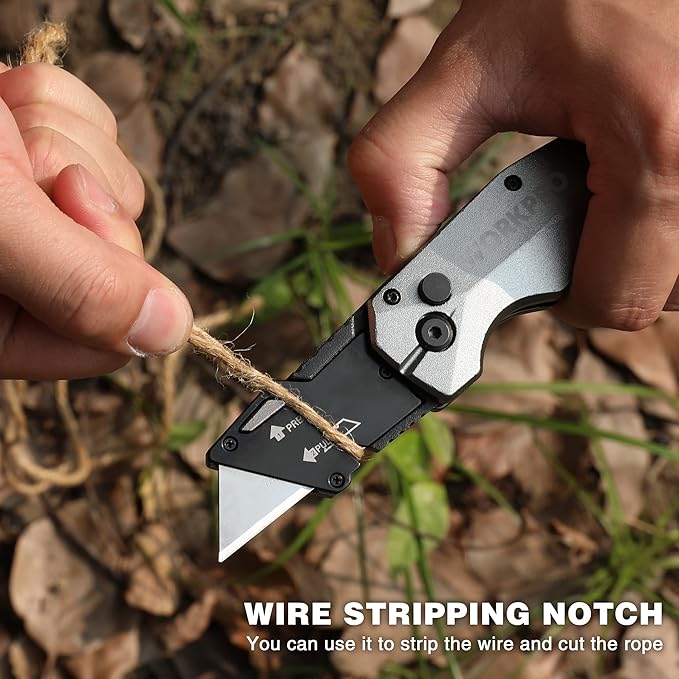WORKPRO Folding Utility Knife, Heavy Duty Metal, Quick Open Botton Lock Box Cutter, Quick Change Blade Razor Knife, 1PC with 10 Extra SK5 Blades