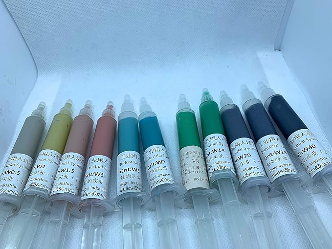 SIGNI 11Pcs Diamond Polishing Compound Lapping Paste Syringes 0.5 to 40 Micron 5 Gram for Polishing Metal and Jewelry (Oil Based)