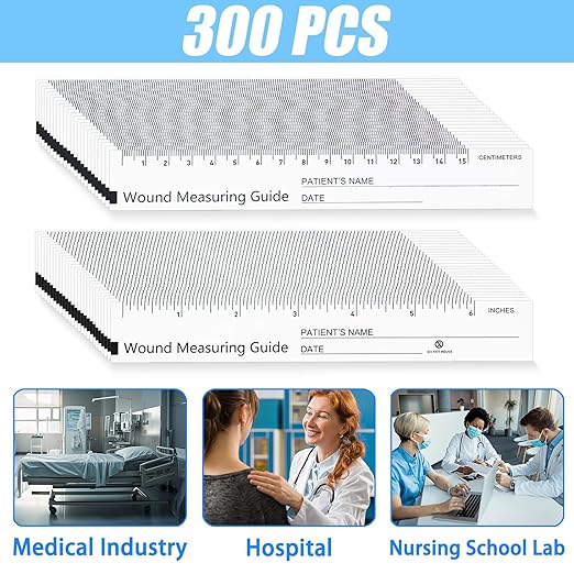 300 Pcs Wound Measuring Tape 6 Inch Wound Ruler Double Sided Disposable Paper Tape Measure Paper Guide Ruler Measurement Tools for Nurses