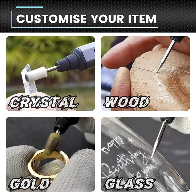 AM ARROWMAX Mini Engraving Pen, Cordless Rotary Tool with 36 Bits, Aluminum Case, Bluetooth, APP, Wireless Magnetic Charge, Engraving Tool for Jewelry, Wood, Glass, Carving (SGS Mini)