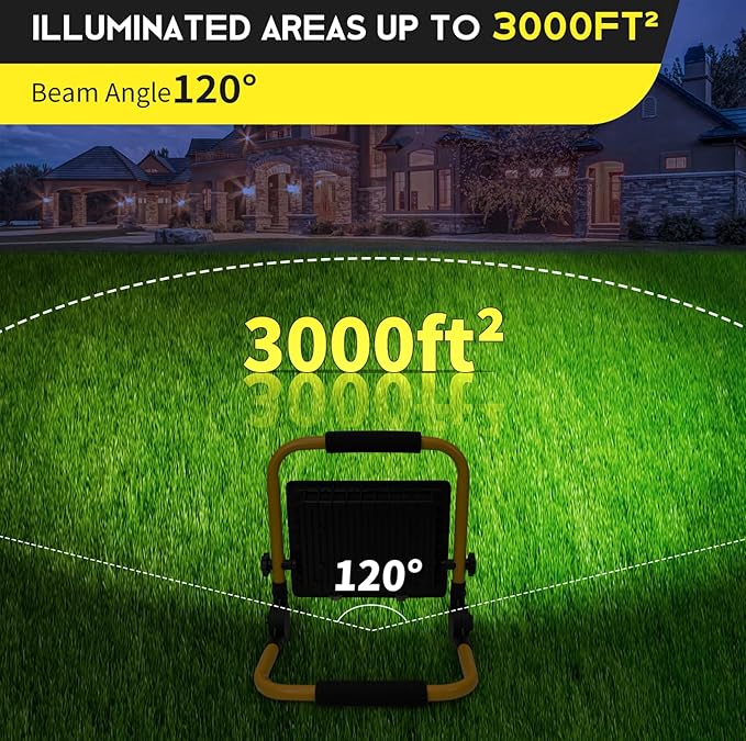 10000LM LED Work Light: Portable Work Light with 5FT Cord - IP66 Waterproof Flood Light for Outdoor Indoor Job Site Workshop Garage Construction Site Lighting, Gifts for Man