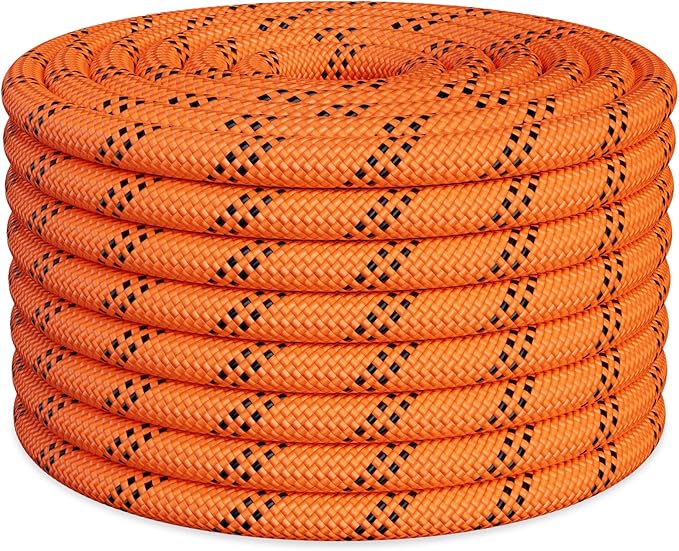 X XBEN Braided Polyester Arborist Rope 3/4 inch X 170ft, 48 Strands, 12 Inner core,8626 LBS Breaking Strength Outdoor Ropes, Arborist Rigging Rope for Rock Hiking Camping Swing Tree Rescue