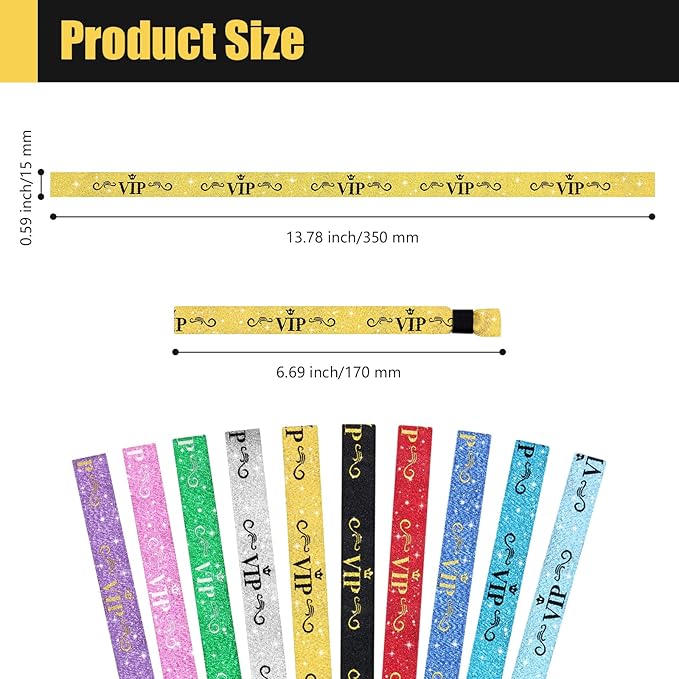 100 Colored VIP Wristbands for Concerts & Parties, Lightweight Disposable Wrist Strap (Multicolor)