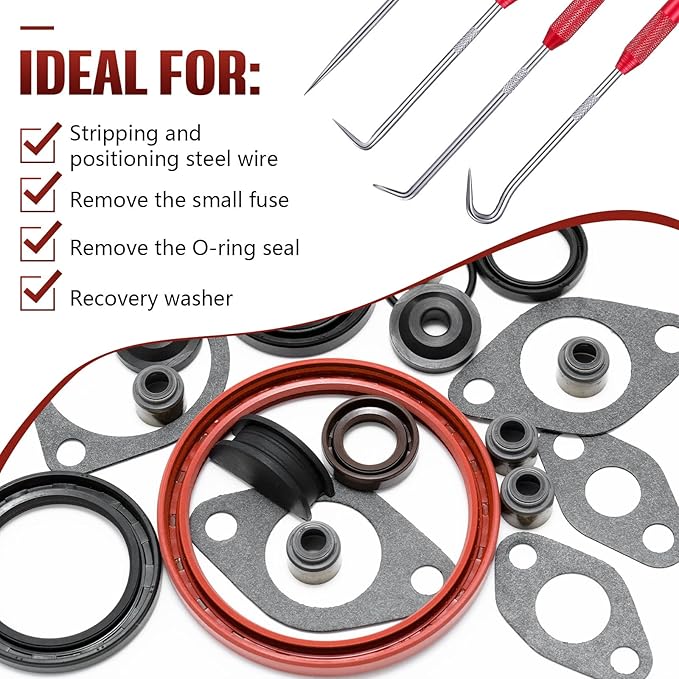 4 Pcs Hook and Pick Set Double Pointed Scribe Car Auto Oil Metal Pick O Ring Seal Puller Hooked Scriber Marking Tools for Carpenter Machinists Technicians, 9.06 Inches