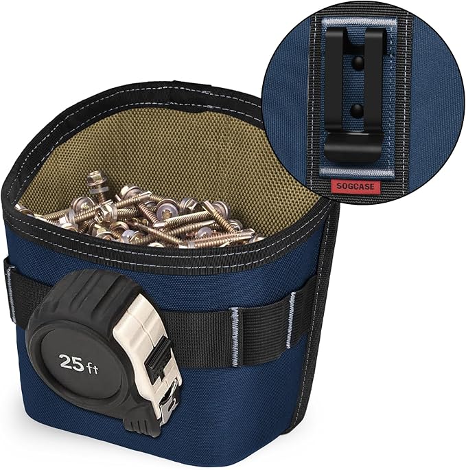 Tool Pouch Nails Screws Bag with Belt Clip (XL, Blue)