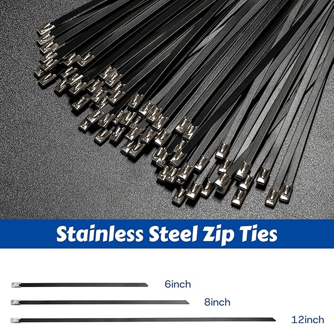 Stainless Zip Ties Heavy Duty Outdoor Metal Zip Ties Gun Set Fastening Cable Gun Tool with 300 PCS Ties for Chain Link Fence, Exhaust Pipe, Farms, Poultry Fence