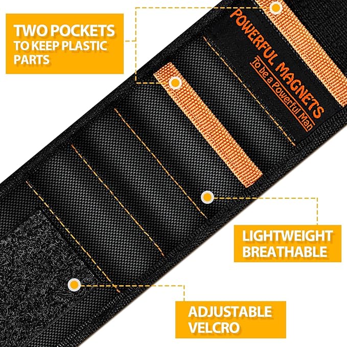 Tool Gifts for Men Stocking Stuffers - Magnetic Wristband for Holding Screws, Wrist Magnet, Gifts for Dad Father Husband Him, Gadget Tool Men Women Magnetic Tool Gift for Carpenter,Woodworker,2 Pack.