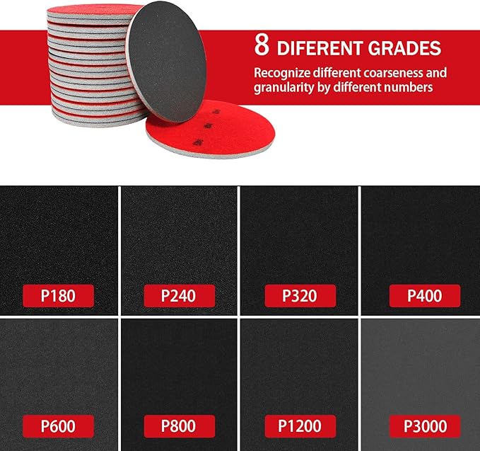 16Pcs 5 Inch Sanding Sponge Disc Hook and Loop 400 Grit Wet Dry Sanding Pads, Drywall Sandpaper Blocks for Wooden Drywall Sheetrock and Metal Glazing