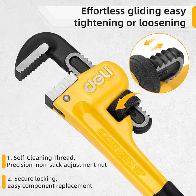 deli Pipe Wrench 36-inch, Heavy Duty Straight Adjustable Wrench, Professional Plumbing wrench tools, for Pipe, Home, Vehicle repair