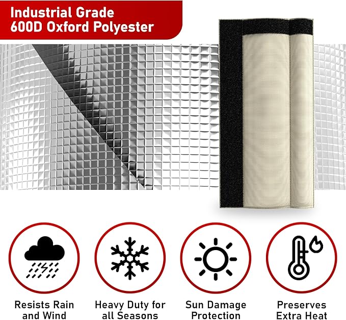 Redford Supply Co. Cold Snap (5°F) Outdoor Pipe Insulation Foam Tube, 8"W x 24"H, Outside PVC Wrap, Pipes Covers for Inside, Water Pipe Insulation Foam Tube, Insulating Outdoor Pipes (Beige)