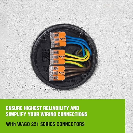 WAGO 221 Series 90pc Compact Splicing Wire Connectors | Includes (25x 221-2401), (25x 221-412), (25x 221-413), (15x 221-415) | WAGO Wire Connectors | 221 Straight Inline Splice | Electrical Lever Nuts