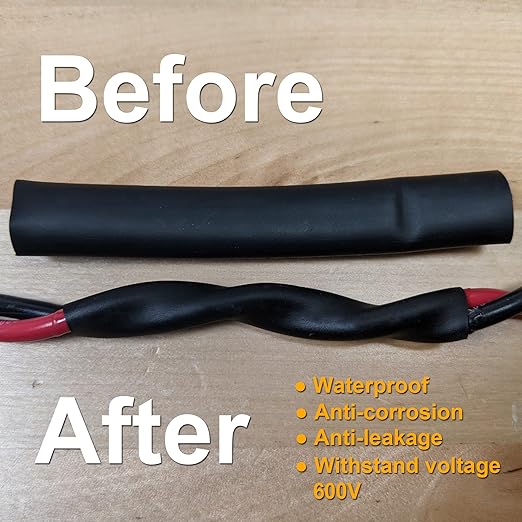 TKDMR 65 Ft 1/8" Heat Shrink Tubing - 3:1 Ratio Marine Grade Heat Shrink,Wire Cable Adhesive Lined Tube Insulation Seal Against Moisture Corrosion and Air Leakage.Black