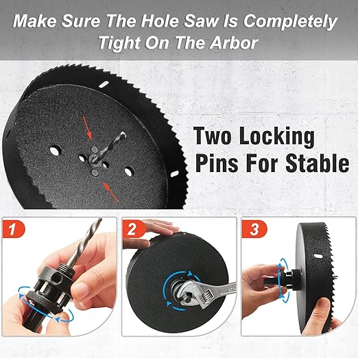 10 Inch Hole Saw with 1/2" Hex Shank Quick Change Arbor, JTemgle Bi-Metal Hole Saw Heavy Duty Hole Cutting Tool for Cornhole Boards, Recessed Lights, Wood, Plastic, Drywall & Soft Metal