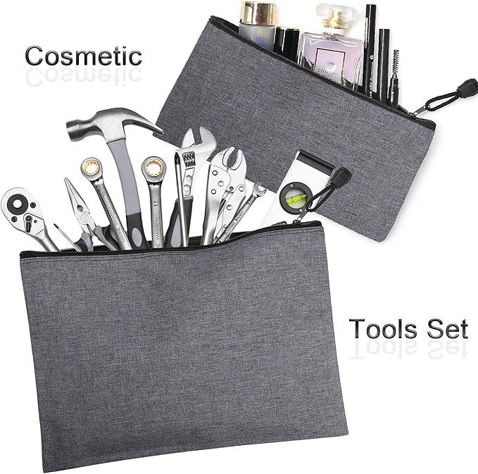 5 Pack Canvas Zipper Tool Bag Set - 5 Sizes B4 A4 B5 A5 B6, Heavy Duty Waterproof Multipurpose Utility Multi Tool Storage Pouch Case for Organizing & Sorting Household Tools, Spare Parts (Gray)