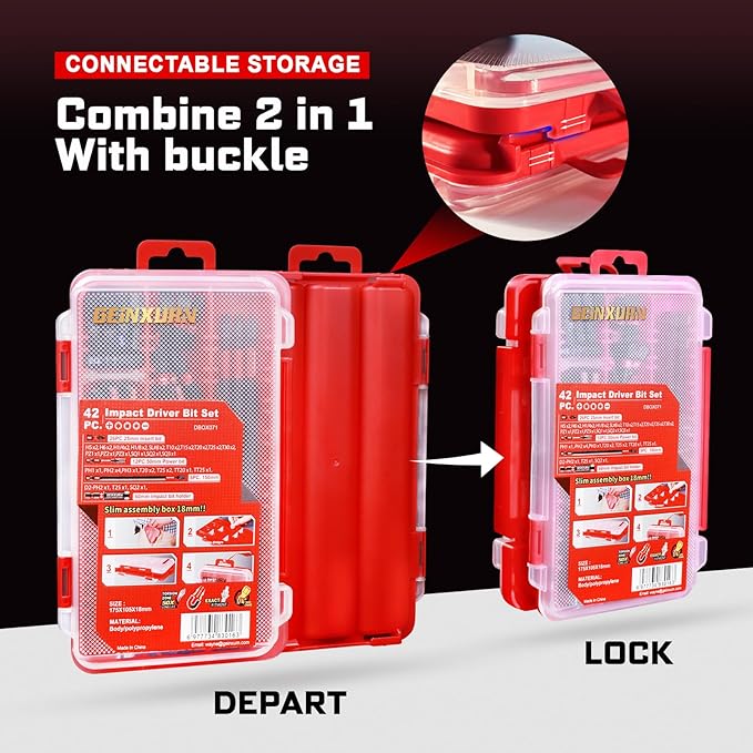 42pieces Screwdriver Bits Set, Impact Magnetic S2 Steel Multi Insert Power Bits Tips with Impact Bit Holder with Storage Box（PH/TORX/SQ/PZ/HEX/SL）