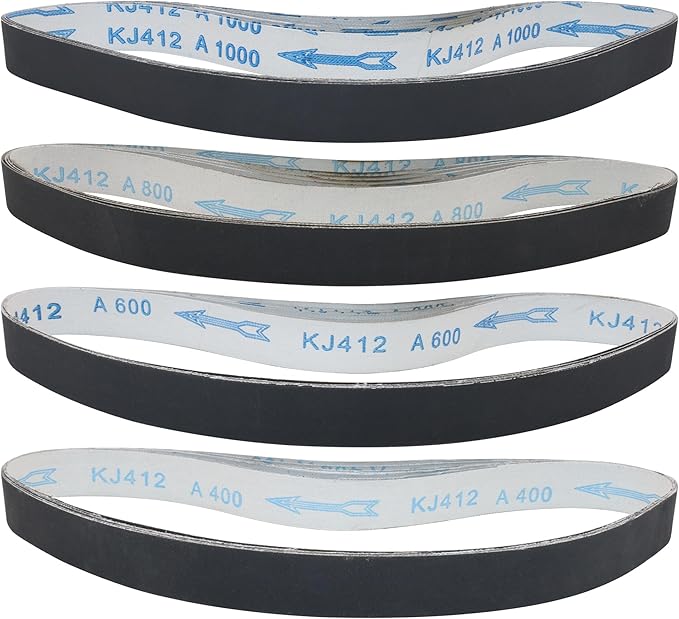1 x 30 Inch Silicon Carbide Sanding Belts, 24Pcs 1x30 Inch Belt Sander Belts, 6 Each of 400, 600, 800, 1000 Grits Knife Sharpening Belt for Metal, Glass, Steel, Aolly, Rubber, Plastic, Wood