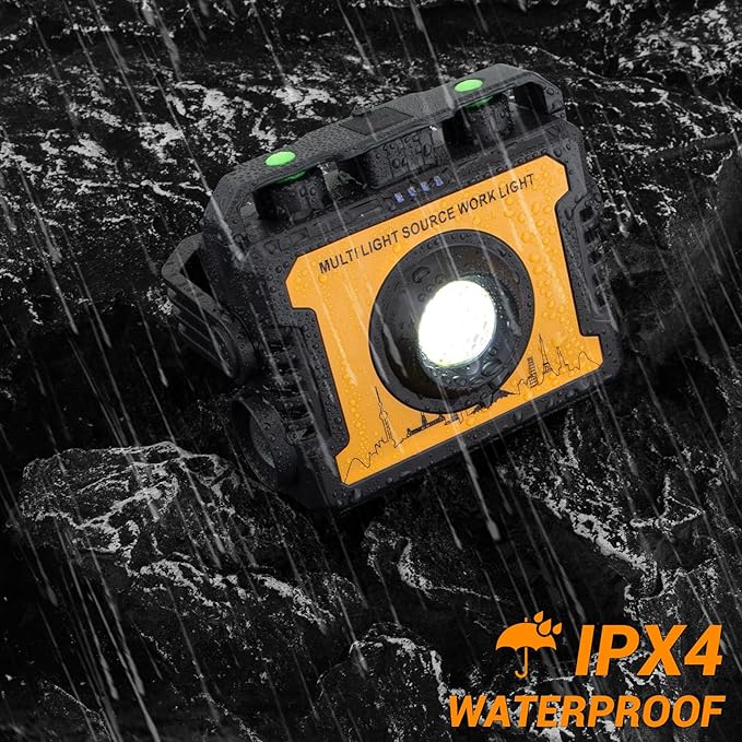AdamStar Work Light, Magnetic LED Rechargeable Light with 7 Modes & 270°Rotatable, 1500LM Waterproof COB Portable Light with Hook for Emergency Car Repair, Grill, Outdoor Work, Camping (2 Pack)