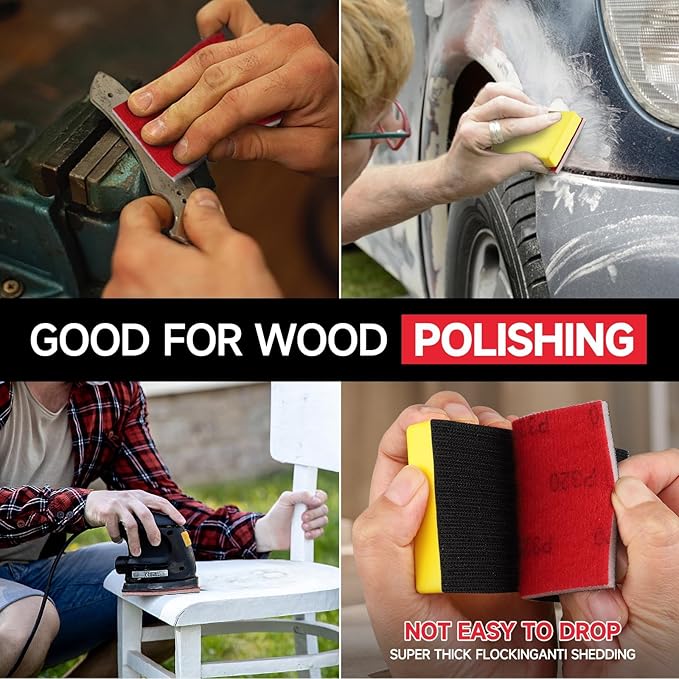 48 Pcs 3 x 4 Inch 180-3000 Grit Sanding Sponge Set, Ultra Fine Sanding Sponges Pads, Soft Foam Hand Sander Block Wet Dry Sandpaper for Model Drywall Metal Wood Furniture Polishing