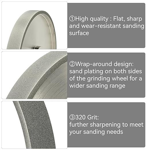 CBN Grinding Wheel 8 inch, CBN Grinding Wheel 320 grit, 5/8 Arbor, Suitable for All Kinds of 8 inch Bench Grinders, for Sharpening Quick Steel Tools Wood Turning Tools