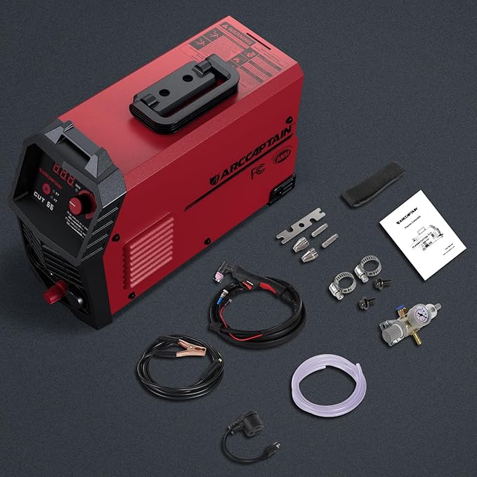 ARCCAPTAIN 55A Plasma Cutter, Non-Touch Pilot Arc High-Frequency Plasma Cutting Machine, 120/240V Dual Voltage IGBT Inverter, 1/2" Clean Cut, 2T/4T, for Beginners DIY