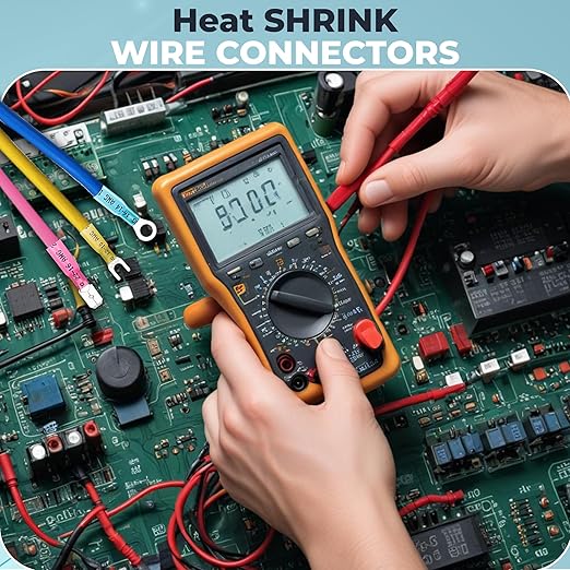 302 Pcs Heat Shrink Wiring Connectors Kits, Eletrical Wire Terminals, Crimp Insulated Connector Assortment- Ring Fork Spade Splices, Waterproof, for Marine, Automotive, 21Size, 16-14 22-18 12-10 Gauge