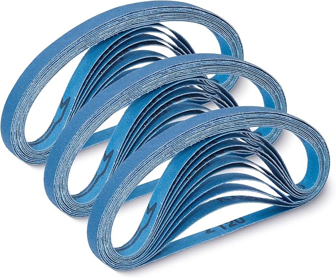 30 Pcs 1/2 x 18 Inch Zirconia Sanding Belts, 120 Grit 1/2x18 Air File Sanding Belts, Zirconia Belt Sander Sanding Belts for Metal (1/2x18in, 120 Grit)