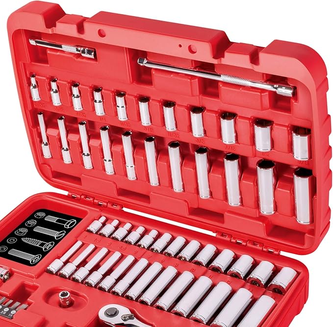 CARBYNE 1/4" Drive 6 Point Socket & Ratchet Set - 65 Piece | SAE & Metric. Includes Metric 4mm to 14mm, SAE 5/32" to 9/16. Chrome Vanadium Steel • From a Family-Run Tool Company Based in the U.S.A.