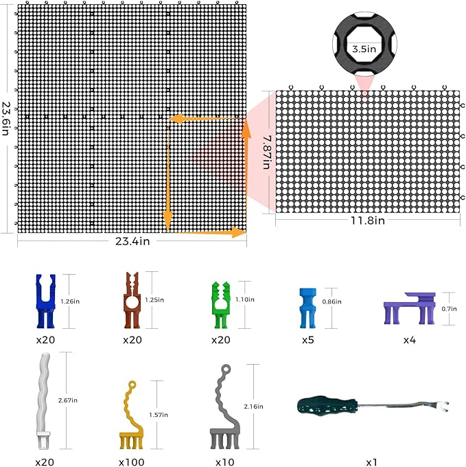 6 Black Plastic Peg Board Set Contains 200 Accessories, High Load-Bearing, Rust-Proof, Non-Sagging, Non-Grooved, Tools Can be Styled at Will, and the Tool Storage System Gives You a New Experience