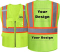 Safety Vest Customize Logo with 5 Pockets & Zipper Reflective High Visibility Vest Class 2 Outdoor Workwear