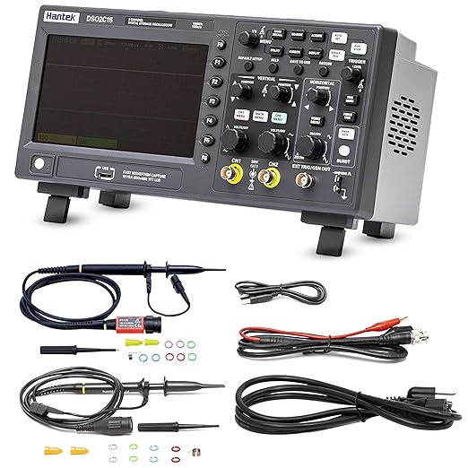 Hantek DSO2C15 Digital Storage Oscilloscope 150MHz Bandwidth 2CH Dual Channel 1GSa/s 8M Memory Depth with High Voltage Probe