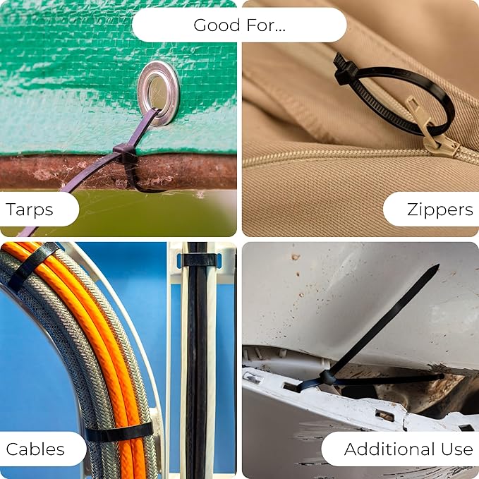 Bolt Dropper 12-Inch Black Zip Ties - 1000-Pack Heavy Duty Wire and Cable Ties - Durable Self-Locking Nylon with 40 lbs Tensile Strength - UV and Temperature Resistant for Indoor and Outdoor Use