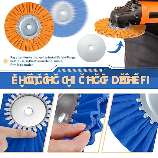 Amylove 8 Inch Airway Buffing Wheels Aluminum Wheel Polishing Kit in Diameter 5/8 Inch Arbor Hole, Polishing Compound and Metal Polish Kit for Angle Grinder(Vivid Color,6 Pcs)