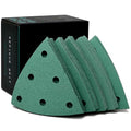 3.5-Inch (93mm) Triangle Sanding Sheet Assortment - 80, 120, 150, 180, 220 Grit (10 of Each) - Fits Festool Rotex RO 90 Delta - Hook & Loop Sandpaper for Detail Sanders - 50 Pack Box